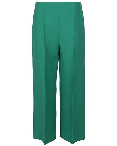 Valentino Wide Leg Cropped Pants - Green