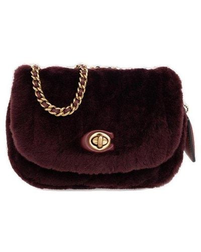 COACH 'pillow Madison 18' Fur Shoulder Bag - Red