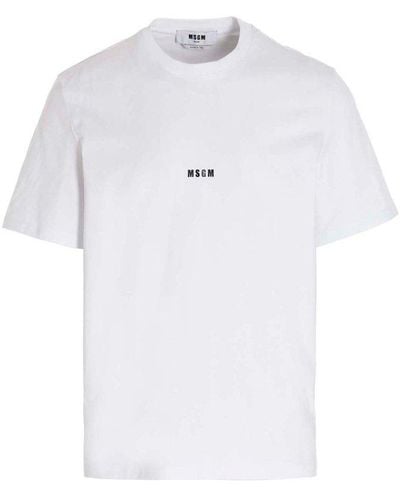 MSGM Logo Printed Crewneck T-shirt - White