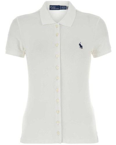 Polo Ralph Lauren Logo Embroidered Buttoned Shirt - White