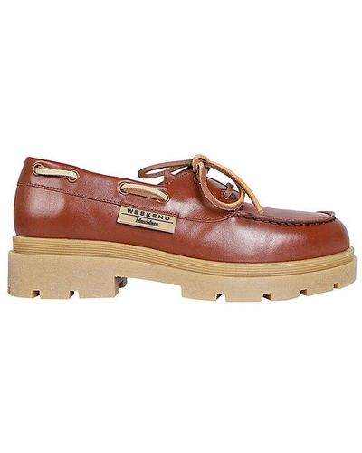 Weekend by Maxmara Logo Patch Lace-up Loafers - Brown