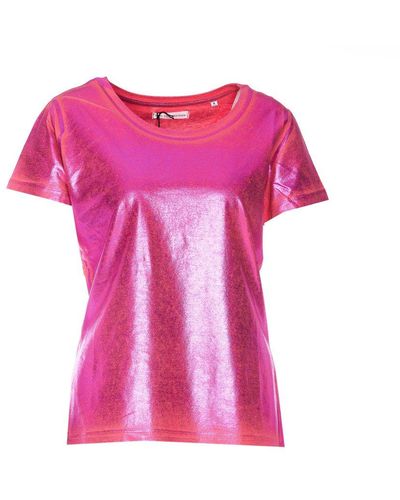 Madison Maison Short Sleeved Metallized Effect T-shirt - Pink