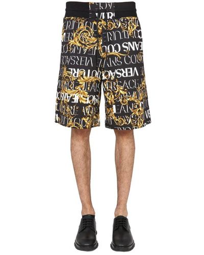 Versace Bermuda Shorts With Garland Print - Black