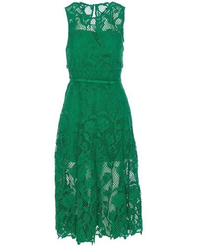 Self-Portrait Guipure-lace Sleeveless Midi Dress - Green