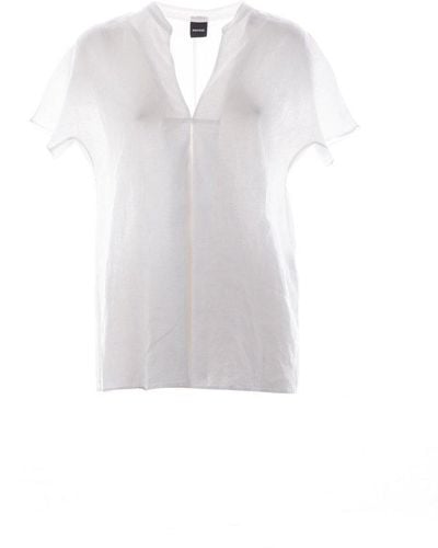 Aspesi Short-sleeved V-neck Top - White