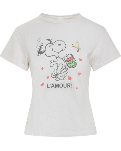 RE/DONE Snoopy L'amour Printed Crewneck T-shirt - White