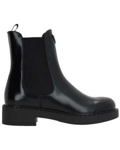 Prada Round-toe Ankle Boots - Black