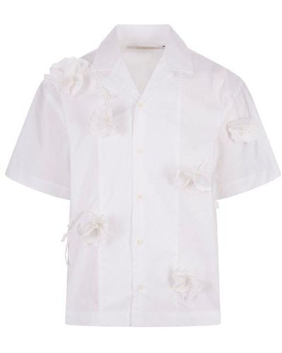 Jacquemus Floral Embroidered Buttoned Shirt - White