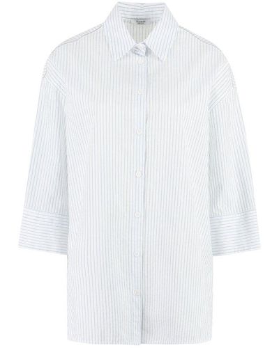 Peserico Oversized Striped Button-up Shirt - White