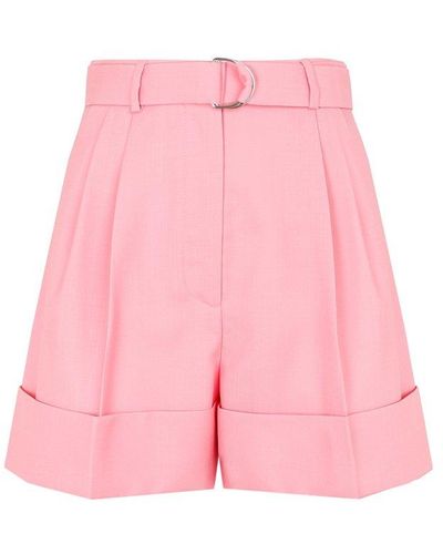 Miu Miu Levantine Wool Belted Shorts Trousers - Pink