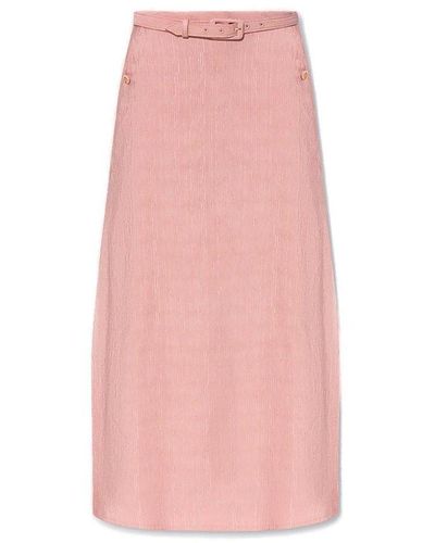 Gucci Belted A-line Skirt - Pink