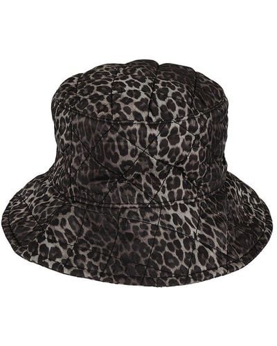 Maison Michel Leopard-printed Quilted Bucket Hat - Black