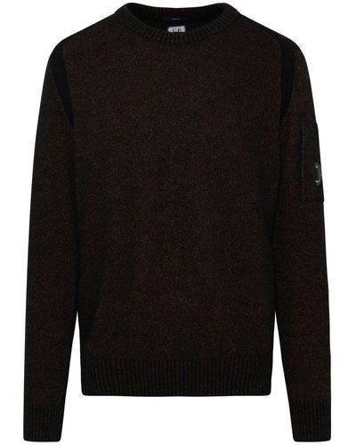 C.P. Company Crewneck Sleeved Sweater - Black