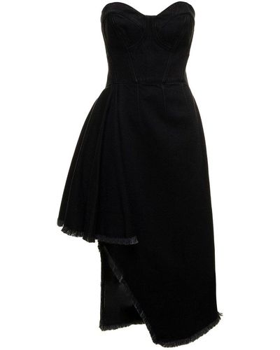 Alexander McQueen Asymmetric Organic Denim 12oz Dress - Black