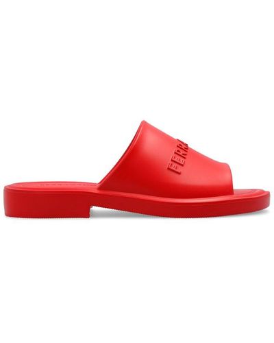 Ferragamo Logo-embossed Slip-on Sandals - Red