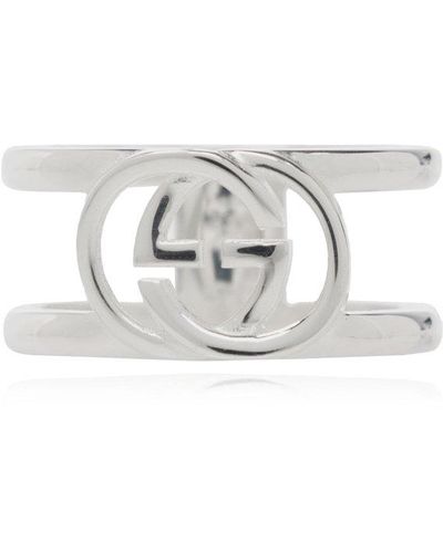 Gucci Logo Plaque Ring - Metallic