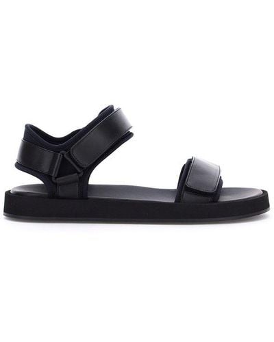 The Row Hook And Loop Leather Sport Sandals - Black