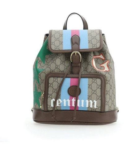Gucci Logo Detailed Drawstring Backpack - Multicolor