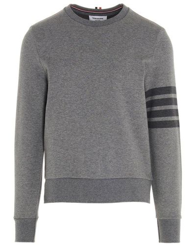Thom Browne 4-bar Striped Crewneck Sweatshirt - Gray