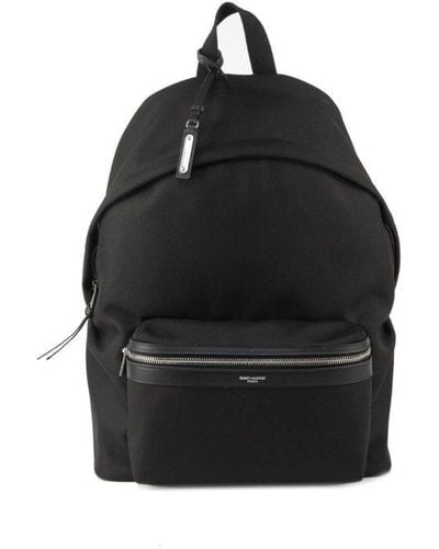Saint Laurent City Backpack In Nylon And Leather - Black