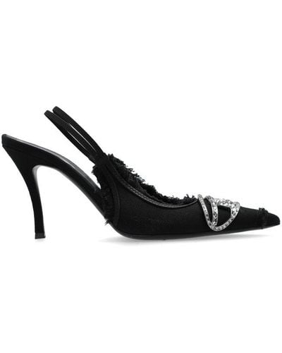 DIESEL D-venus Logo Plaque Slingback Court Shoes - Black