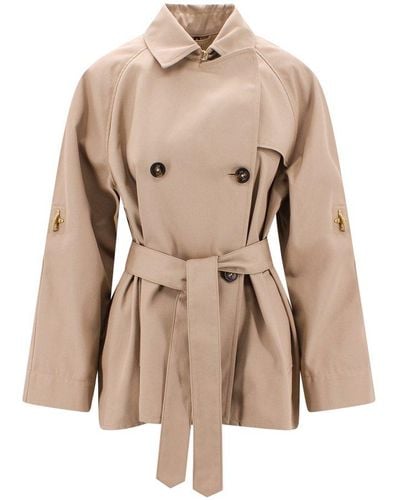 Fay Double-breasted Belted Trench Jacket - Natural