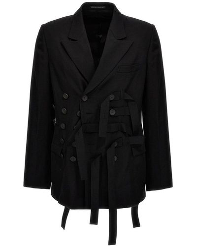 Yohji Yamamoto Blazer Buttons And Laces Jackets - Black
