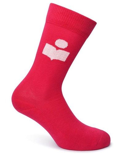 Isabel Marant Logo Intarsia Knitted Socks - Pink