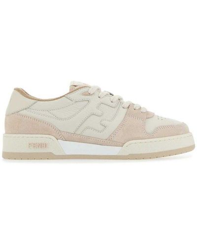 Fendi Match Suede & Leather Trainer - White