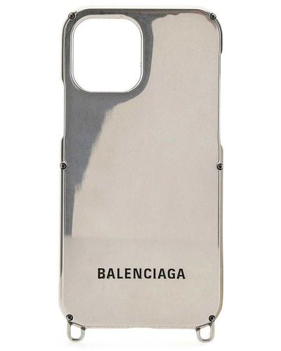 Balenciaga Logo Chain Iphone 12 Case - Metallic