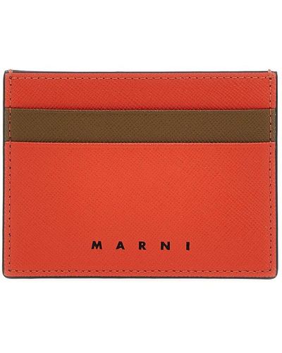 Marni Logo Card Holder Wallets, Card Holders - Red