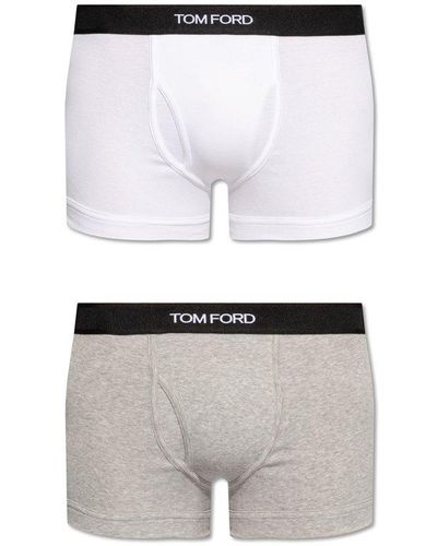 Tom Ford Logo Waistband Pack Of Two Boxers - White