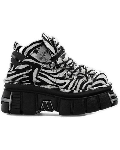 Vetements X New Rock Zebra Printed Platform Sneakers - Black