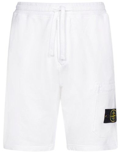 Stone Island Logo Patch Sweat Shorts - White