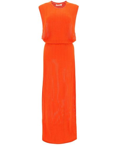 Chloé Pleated Sleeveless Dress - Orange