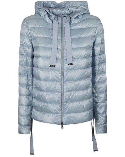 Herno Quilted Hooded Coat - Blue