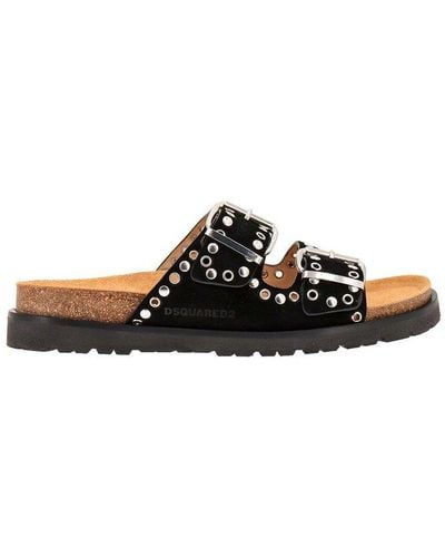 DSquared² Eyelet Detailed Double-buckle Sandals - Black