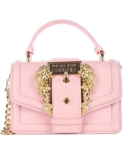 Versace Embellished Logo Buckle Tote Bag - Pink