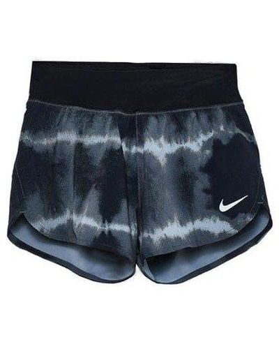 Nike Logo Printed Mid-rise Running Shorts - Blue