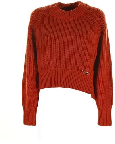 MICHAEL Michael Kors Logo Plaque Cropped Sweater - Red