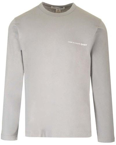 Comme des Garçons Logo Printed Crewneck T-shirt - Gray