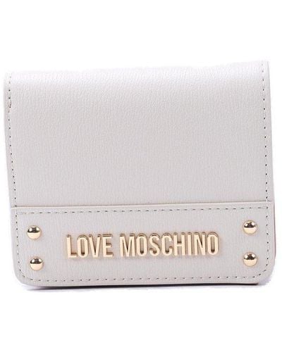 Love Moschino Logo-plaque Press-stud Fastened Bi-fold Wallet - White