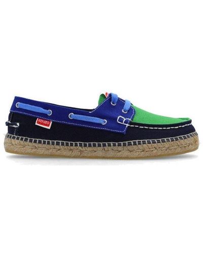 KENZO Colour-block Espadrille Boat Shoes - Green