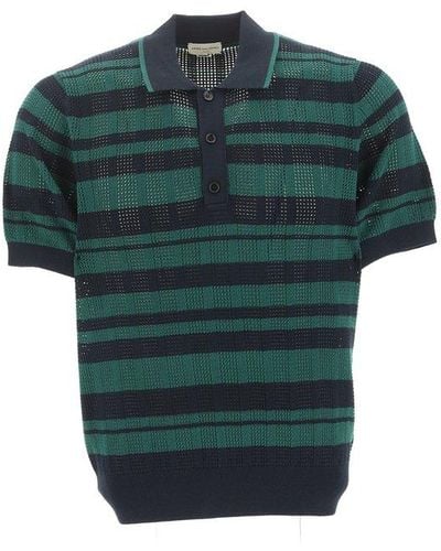 Dries Van Noten Striped Knitted Polo Shirt - Green