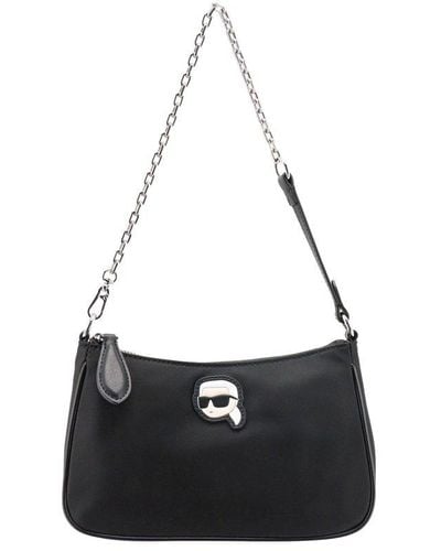 Karl Lagerfeld Ikonik Appliqué-detail Shoulder Bag - Black