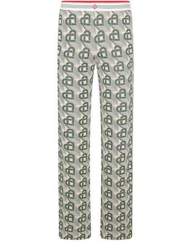 Casablancabrand And Green Cotton Blend Pants - Gray