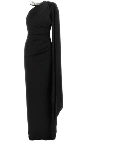 Alexandre Vauthier Embellished One Shoulder Satin Gown - Black
