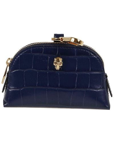 Alexander McQueen Skull Embossed Coin Pouch - Blue
