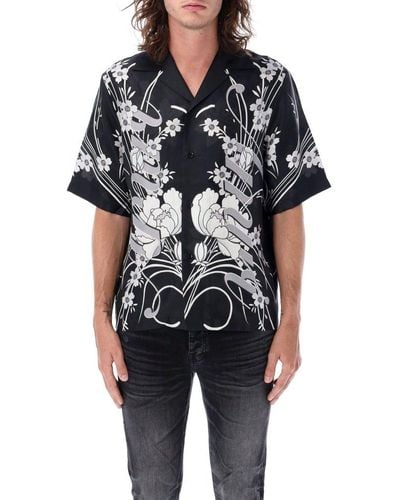 Amiri All-over Floral Printed Short-sleeved Shirt - Black