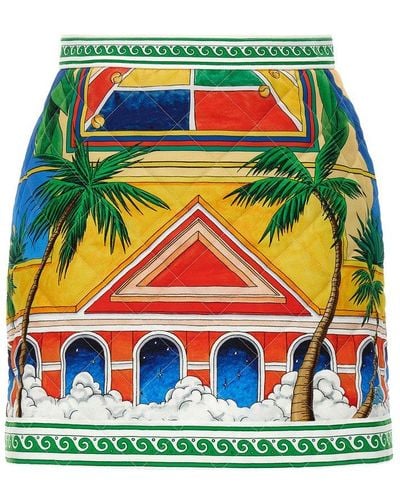Casablancabrand High-waist Triomphe D'orange Mini Skirt - Green
